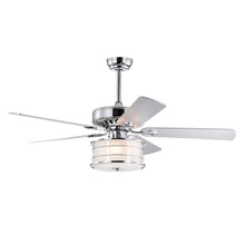 Load image into Gallery viewer, 52&quot; 3-Light Chrome Drum Shade LED Ceiling Fan + Remote, Traditional Farmhouse Rustic Industrial Bohemian Country Cottage Transitional Glam
