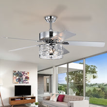 Load image into Gallery viewer, 52&quot; Crystal Chandelier Fan  Dual Finish Reversible Blades, Fandelier, Chrome
