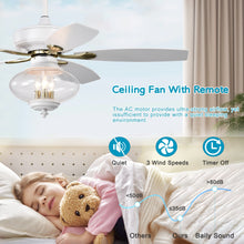 Load image into Gallery viewer, 52&#39;&#39; Low Profile Ceiling Fan , White Modern Ceiling Fans with Remote Control --Matte White
