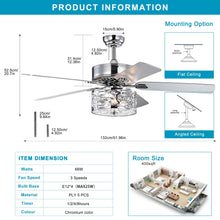 Load image into Gallery viewer, 52&quot; Crystal Chandelier Fan  Dual Finish Reversible Blades, Fandelier, Chrome
