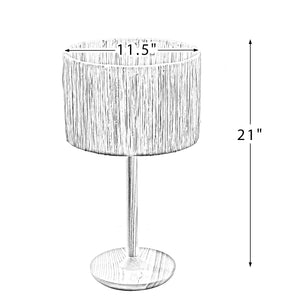 21.3" Traditional Solid Wood Table Lamp Plug-in Switch Console Table Lamp Straw Shade Table Lamp