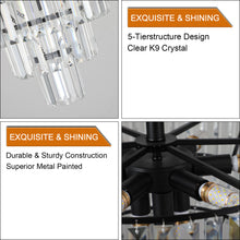 Load image into Gallery viewer, 19.7&quot; Black Luxury Crystal Chandelier Round K9 Crystal Light Luxury Home Decor Lighting
