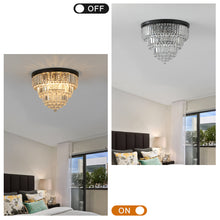 Lade das Bild in den Galerie-Viewer, 19.7&quot; Luxury Crystal Chandelier Modern Style Crystal Light Black Crystal Ceiling Light
