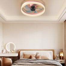 Загрузить изображение в средство просмотра галереи, 19.7&quot; Simple LED Ring Chandelier Fan Modern Recessed Ceiling Light Chandelier Pink Ceiling Fan Light
