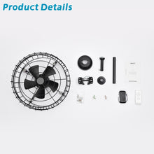 Load image into Gallery viewer, 20.24&quot; Caged Ceiling Fan with  Remote Control,Timer, 3 Speeds Indoor Ceiling Fan (No include Bulbs)
