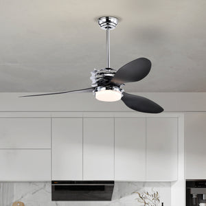 52'' ABS Blades Ceiling Fan with Lights and Remote (6 Speeds Adjustable) , DC Motor Modern Ceiling Fan with 3 Abs Fan Blades & 2 down Rods, Indoor Ceiling Fan with Light