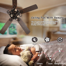 Carregar imagem no visualizador da galeria, 52&quot; Cage Ceiling Fan Light Industrial Style Dark Wood Ceiling Fan
