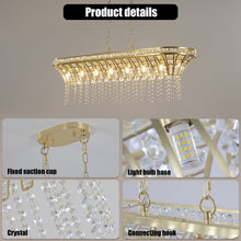 Charger l&#39;image dans la galerie, 39.4&quot; Modern Luxurious Champagne Gold Crystal Chandelier Oval Kitchen Island Light Chain Chandelier
