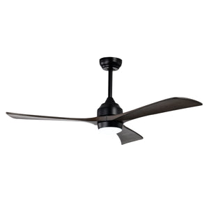 52" Matte Black + Dark Walnut Remote Control Silent Ceiling Fan Light, Reversible Ceiling Fan