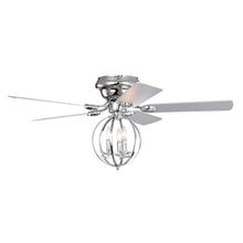 Load image into Gallery viewer, 52&quot; Chrome Ceiling Fan, Candle Pendant Light, Cage Ceiling Fan Light, Reversible 3-speed Silent Ceiling Fan
