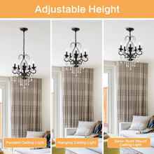 Load image into Gallery viewer, 18&quot; Classic Vintage Chandelier, Crystal Chandelier, Matte Black Candle Chandelier
