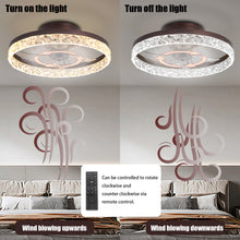 Load image into Gallery viewer, 19.7&quot; Simple LED Ring Ceiling Light Luxury Crystal Ceiling Light Brown Fan Light
