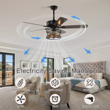 Load image into Gallery viewer, 52 Inch Farmhouse 3 Lights Ceiling Fan with 5 Wood Blades, Two-color fan blade, AC Motor, Remote Control, Reversible Airflow, Multi-Speed, Adjustable Height, Traditional Ceiling Fa (No include Bulbs)
