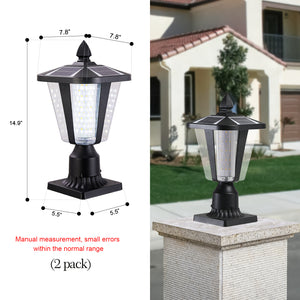 2 Pack Dimmable LED Solar Pillar Light Garden Path Light Outdoor Light