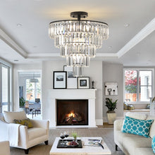 Load image into Gallery viewer, 19.7&quot; Black Luxury Crystal Chandelier Round K9 Crystal Light Luxury Home Decor Lighting
