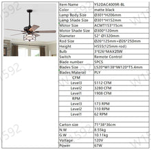 Load image into Gallery viewer, 52&quot; Modern Ceiling Fan with Dual Finish Reversible Blades, Fandelier-Matte Black
