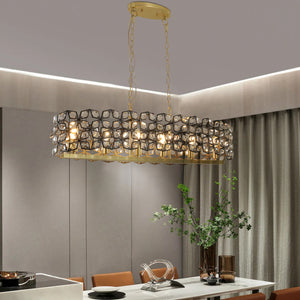 39.4" Modern Champagne Gold Oval Crystal ceiling chandelier  Luxury Home Decor Light Fixture