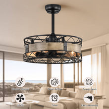 Загрузить изображение в средство просмотра галереи, 20.5&quot; Caged Ceiling Fan 5 ABS Blades with  Remote Control,Timer, 3 Speeds Indoor Ceiling Fan for (No include Bulbs)
