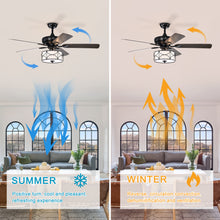 Load image into Gallery viewer, 52&quot; Modern Ceiling Fan with Dual Finish Reversible Blades, Fandelier-Matte Black
