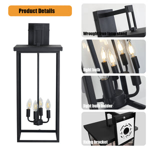 Black Porch Wall Light Outdoor Lantern Wall Light 4 Lights