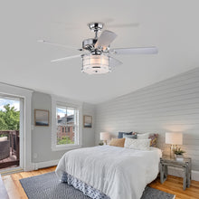 Load image into Gallery viewer, 52&quot; 3-Light Chrome Drum Shade LED Ceiling Fan + Remote, Traditional Farmhouse Rustic Industrial Bohemian Country Cottage Transitional Glam
