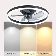 Load image into Gallery viewer, 19.7&quot; Simple LED Ceiling Light Black Modern Fan Light Dimmable
