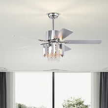 Charger l&#39;image dans la galerie, 52&quot; Crystal Chandelier Chrome Ceiling Fan Light Reversible 3-speed Silent Ceiling Fan
