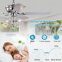 Load image into Gallery viewer, 52&quot; Chrome Crystal Chandelier American Retro Ceiling Fan Reversible 3-speed Silent Ceiling Fan
