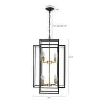 Load image into Gallery viewer, 18.1&quot; Vintage Lantern Chandelier Farmhouse Candle Chandelier (Black &amp; Gold)
