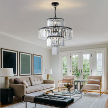 Load image into Gallery viewer, 19.7&quot; Luxury K9 Crystal Chandelier Modern Black Chain Chandelier 4 Tier Crystal Chandelier
