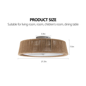 21" Bohemian Style LED Dimmable Ceiling Light With Built-In Fan - Remote Control