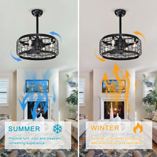 Load image into Gallery viewer, 20.24&quot; Caged Ceiling Fan with  Remote Control,Timer, 3 Speeds Indoor Ceiling Fan (No include Bulbs)
