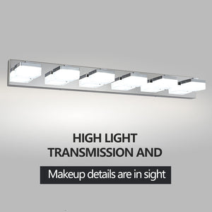 38.2" Chrome Vanity Light Modern Bathroom LED Mirror Light Rectangular 6 Lights