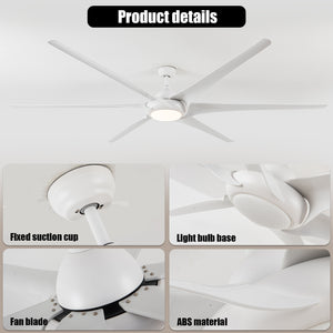 100" White Simple ABS Material 6-blade Ceiling Fan Light