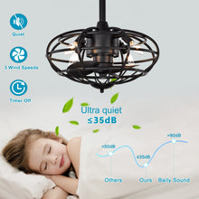 Load image into Gallery viewer, 18.1&quot; Caged Ceiling Fan with  Remote Control,Timer, 3 Speeds Indoor Ceiling Fan
