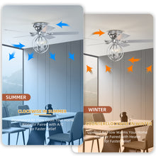 Load image into Gallery viewer, 52&quot; Chrome Ceiling Fan, Candle Pendant Light, Cage Ceiling Fan Light, Reversible 3-speed Silent Ceiling Fan
