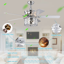 Загрузить изображение в средство просмотра галереи, 52&quot; Modern Style Pendant Light Silent Reversible Ceiling Fan 3-Speed Adjustable Ceiling Fan Light - Chrome (Bulb Not Included)
