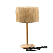 Load image into Gallery viewer, 21.3&quot; Traditional Solid Wood Table Lamp Plug-in Switch Console Table Lamp Straw Shade Table Lamp
