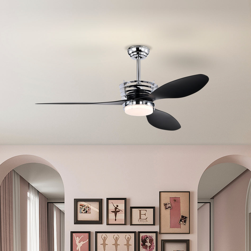 52'' ABS Blades Ceiling Fan with Lights and DC Remote, DC Motor Modern Ceiling Fan with 3 ABS Fan Blades & 2 Down Rods, Indoor Ceiling Fan with Light