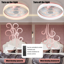 Cargar imagen en el visor de la galería, 19.7&quot; Simple LED Ring Chandelier Fan Modern Recessed Ceiling Light Chandelier Pink Ceiling Fan Light
