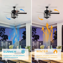 Load image into Gallery viewer, 52&#39;&#39; Farmhouse Ceiling Fan  5PCS  Dual Finish Blades Industrial Fandelier
