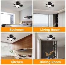 Load image into Gallery viewer, 21&#39;&#39; Low Noise Matte Black ABS Blade Remote Ceiling Fan with LED Light (Matt Black)
