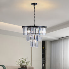 Load image into Gallery viewer, 19.7 Inch Black Luxury K9 Crystal Chandelier Modern Chain Chandelier 4 Layers Clear Crystal Chandelier
