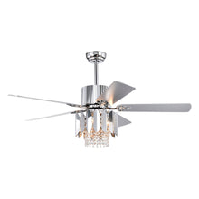 Charger l&#39;image dans la galerie, 52&quot; Crystal Chandelier Chrome Ceiling Fan Light Reversible 3-speed Silent Ceiling Fan
