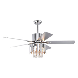 52" Crystal Chandelier Chrome Ceiling Fan Light Reversible 3-speed Silent Ceiling Fan