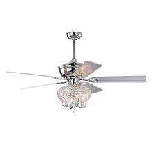 Cargar imagen en el visor de la galería, 52&quot; Crystal Ceiling Fan with Lights Fandelier Chandelier Reversible Blades 3 Wind Speeds Remote Control --Chrome
