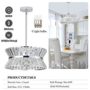 15.7" Living Room Luxury K9 Crystal Chandelier Round Simple Crystal Chandelier Luxury Home Decorative Lighting