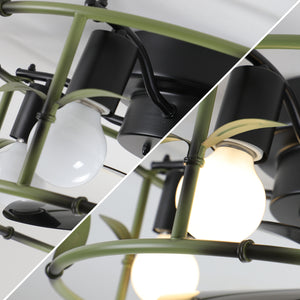 Modern Style Ceiling Light Green Cage Ceiling Fan Light Remote Controlled Ceiling Fan Light