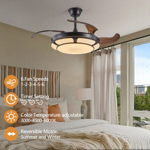 Modern Minimalist Invisible Ceiling Fan Light - Retractable Fan With LED Fixtures