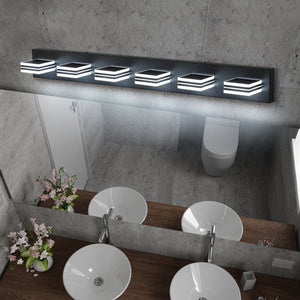 LED Modern Black Vanity Light Bathroom Acrylic Mirror Front Light Rectangular 6 Lights